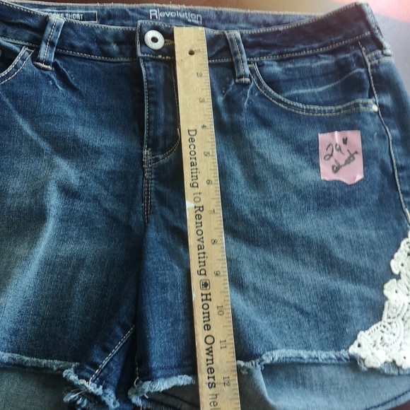 Revolution denim shorts cutoffs with crochet insets - Picture 3 of 5